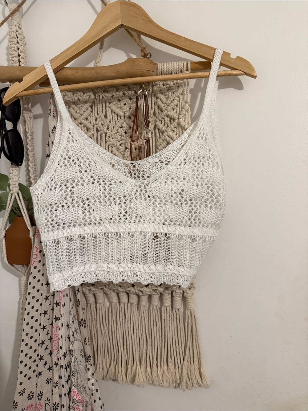 White Crochet Knit swimsuit Tank Top